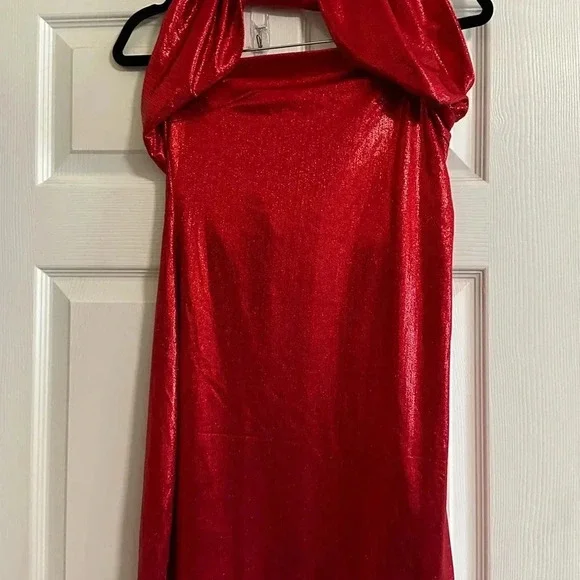 Superdown Tamia asymmetrical mini dress Red size XL Stretchy SEXY Revolve Brand - Picture 6 of 9